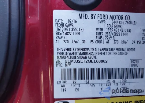 2016 Lincoln Navigator Reserve from USA, damaged, VIN 5LMJJ2LT2GEL08862